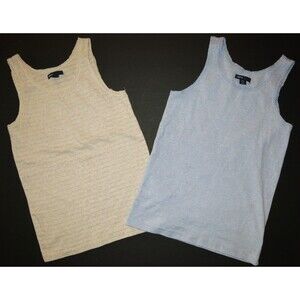 Gap kids girls tank XXL 12 14 16 blue beige lace trim sparkle stripe top t-shirt